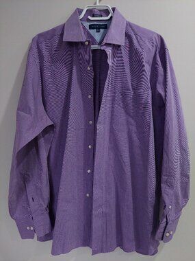 Tommy Hilfiger Men's 16.5 34/35 Regular Fit Dress Shirt 100% Cotton Purple